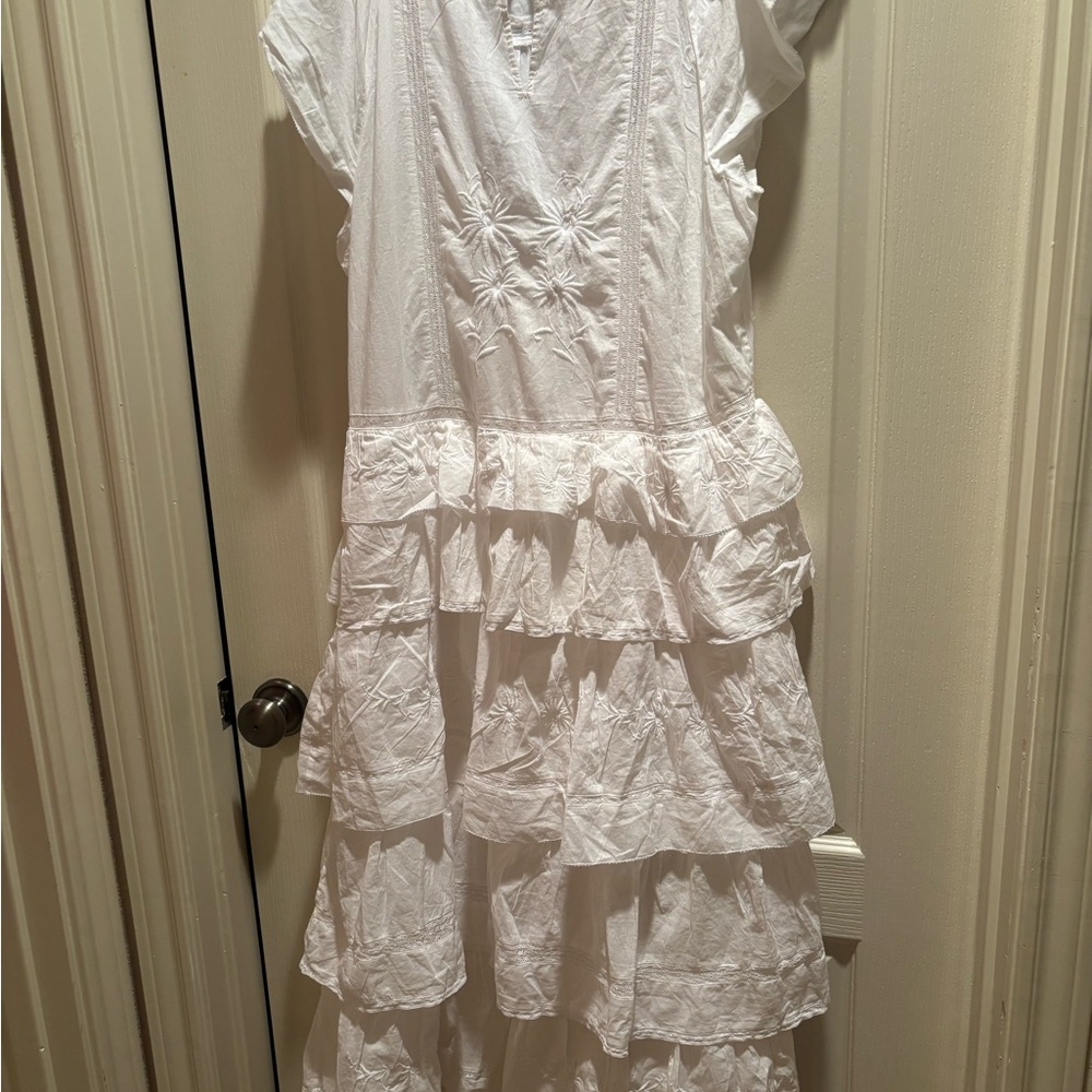 Banana Republic White Tiered Midi Dress
